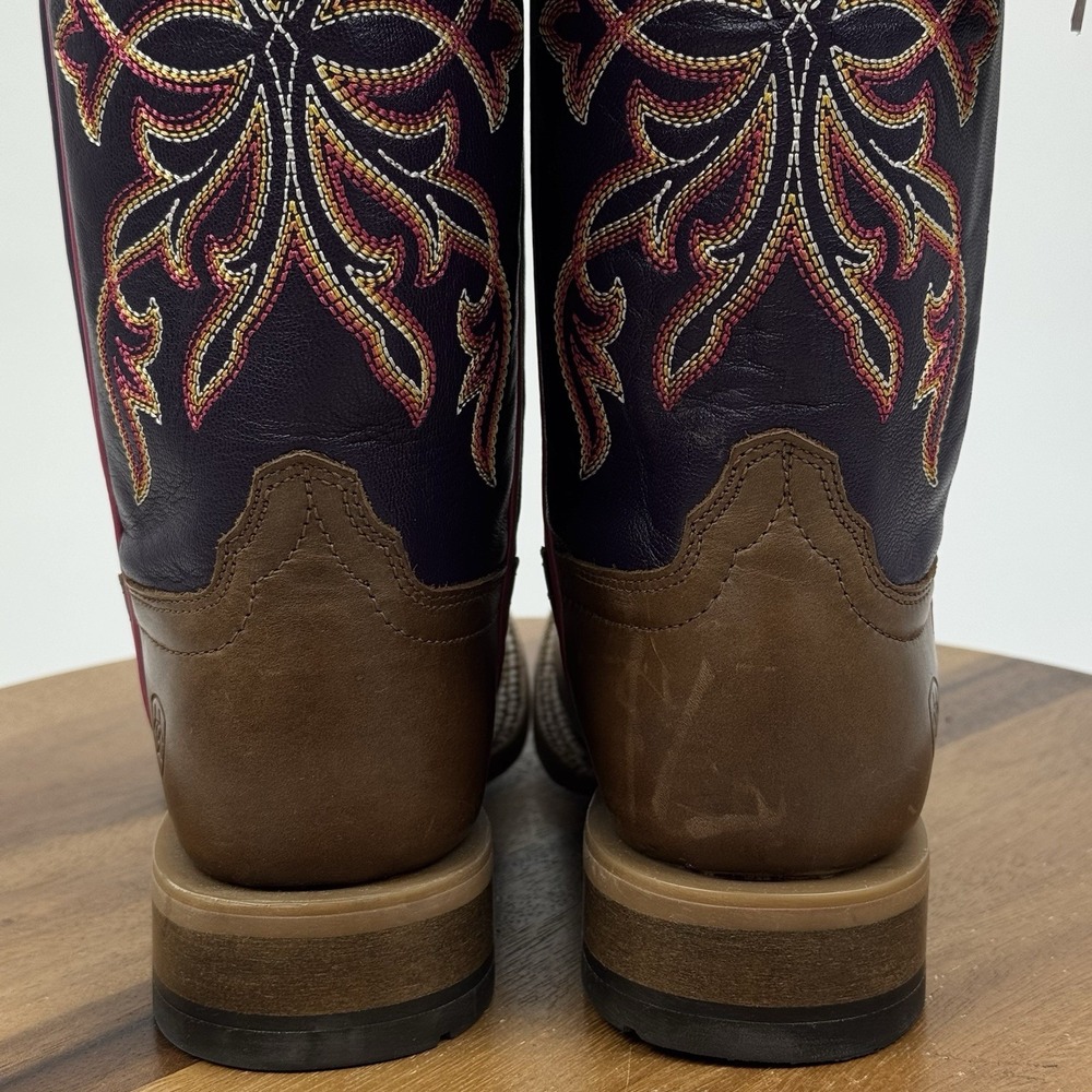 NWT Womens Ariat Showdown Purple Leather Square Toe Western Cowboy Boots SZ 6.5 - Picture 5 of 9